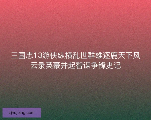 三国志13游侠纵横乱世群雄逐鹿天下风云录英豪并起智谋争锋史记